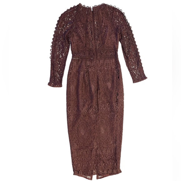 Beautiful Chocolate Fine Delicate Lace Pencil Dress - Picture 7 of 9